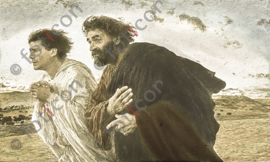 Zwei Jünger eilen zum Grab von Jesus Christus | Two disciples hurry to the grave of Jesus Christ (simon-134-062.jpg)